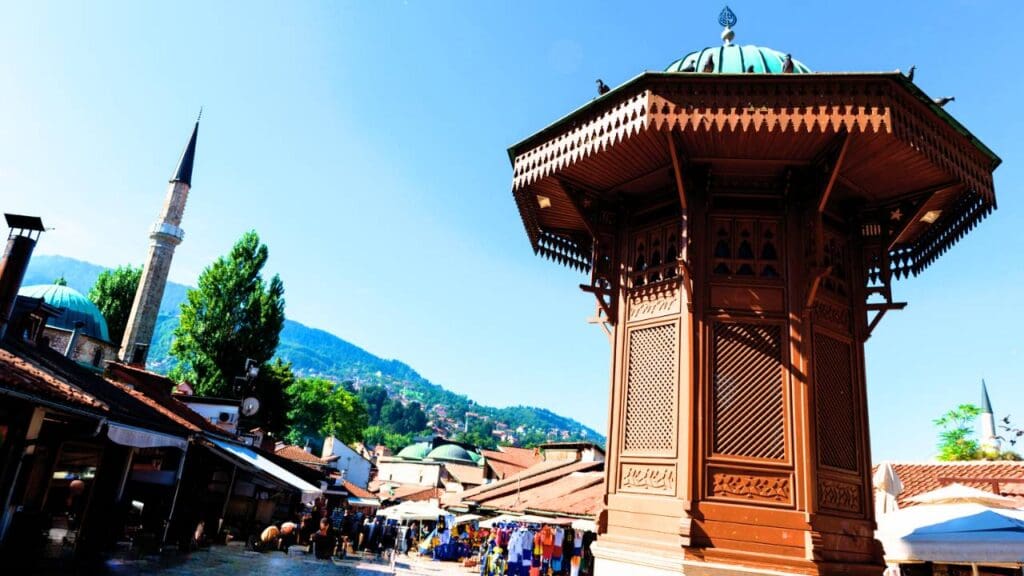 Sebilj Brunnen (Fountain) Bascarsije . Sarajevo walking tour